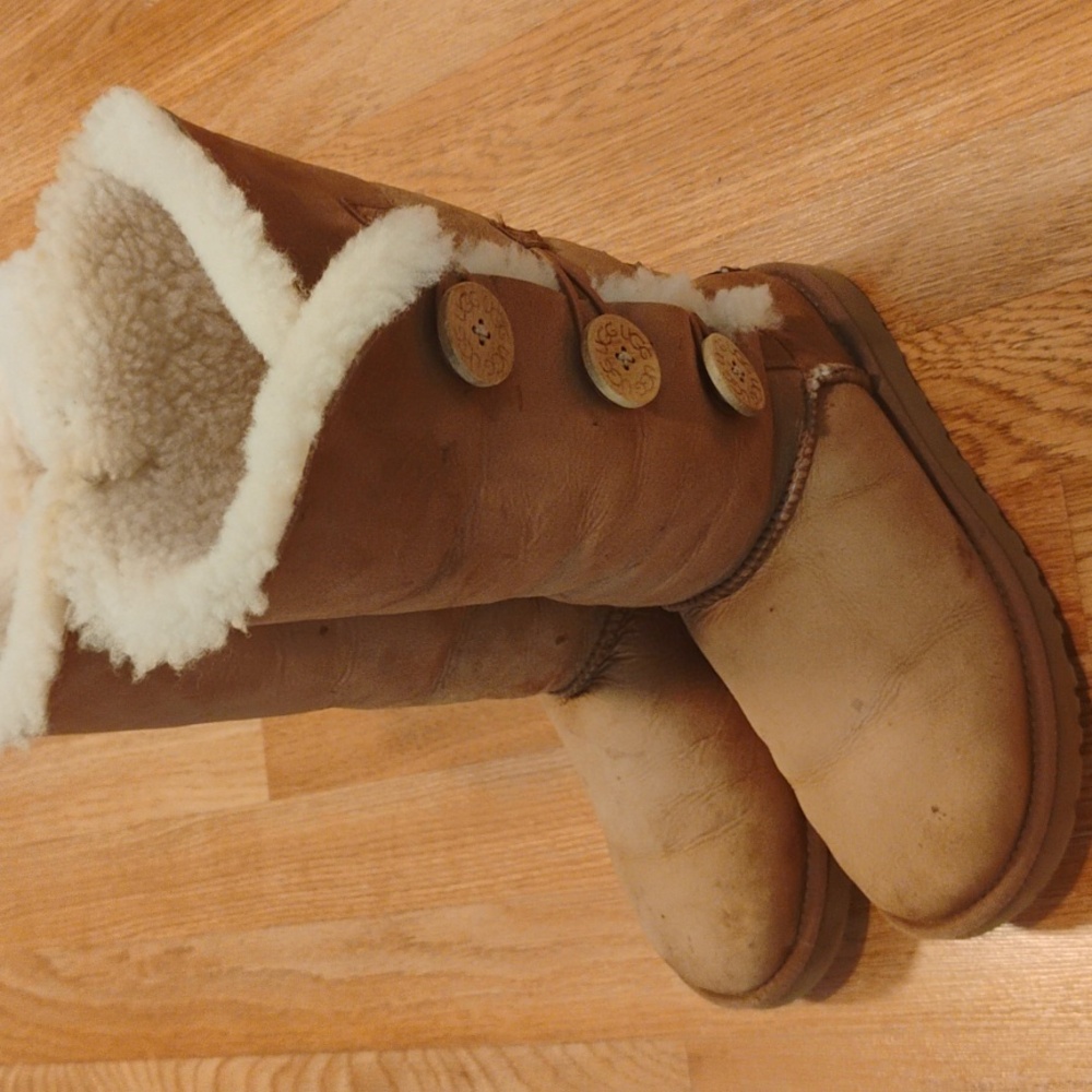 UGG Brown Shearling Button Boots